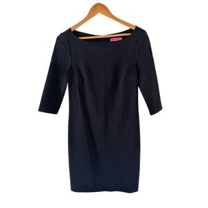 Betsey‎ Johnson Cutout Sheath Dress Womens 6 Black Boat Neck LBD Cocktail Office
